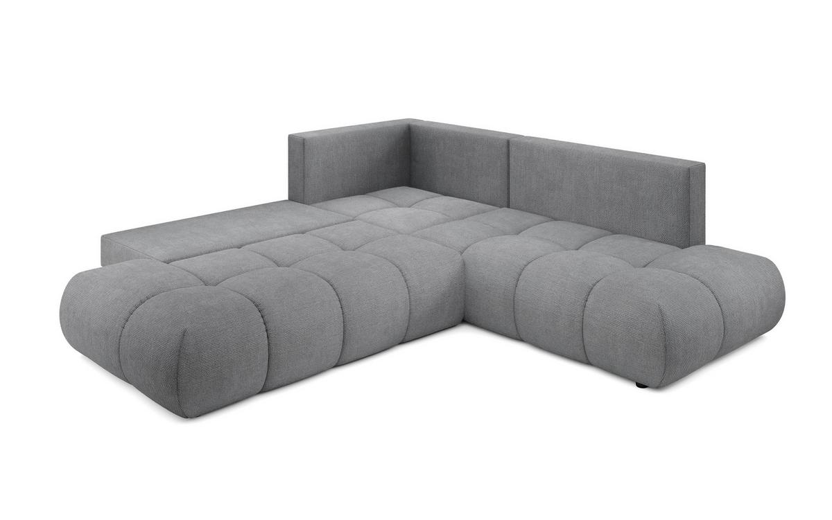 ECKSOFA DUCA II R-S Grau Chenille mit Schlaffunktion - Hellgrau, Holz (266.5/266.5cm) - MASSENO