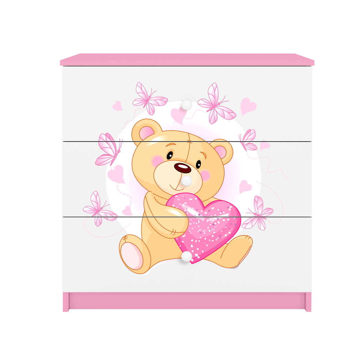 KOMMODE Babydreams Teddybär II 81/81/41 - Rosa, Holzwerkstoff (81/81/41cm) - RAUMHIRSCH FURNITURE