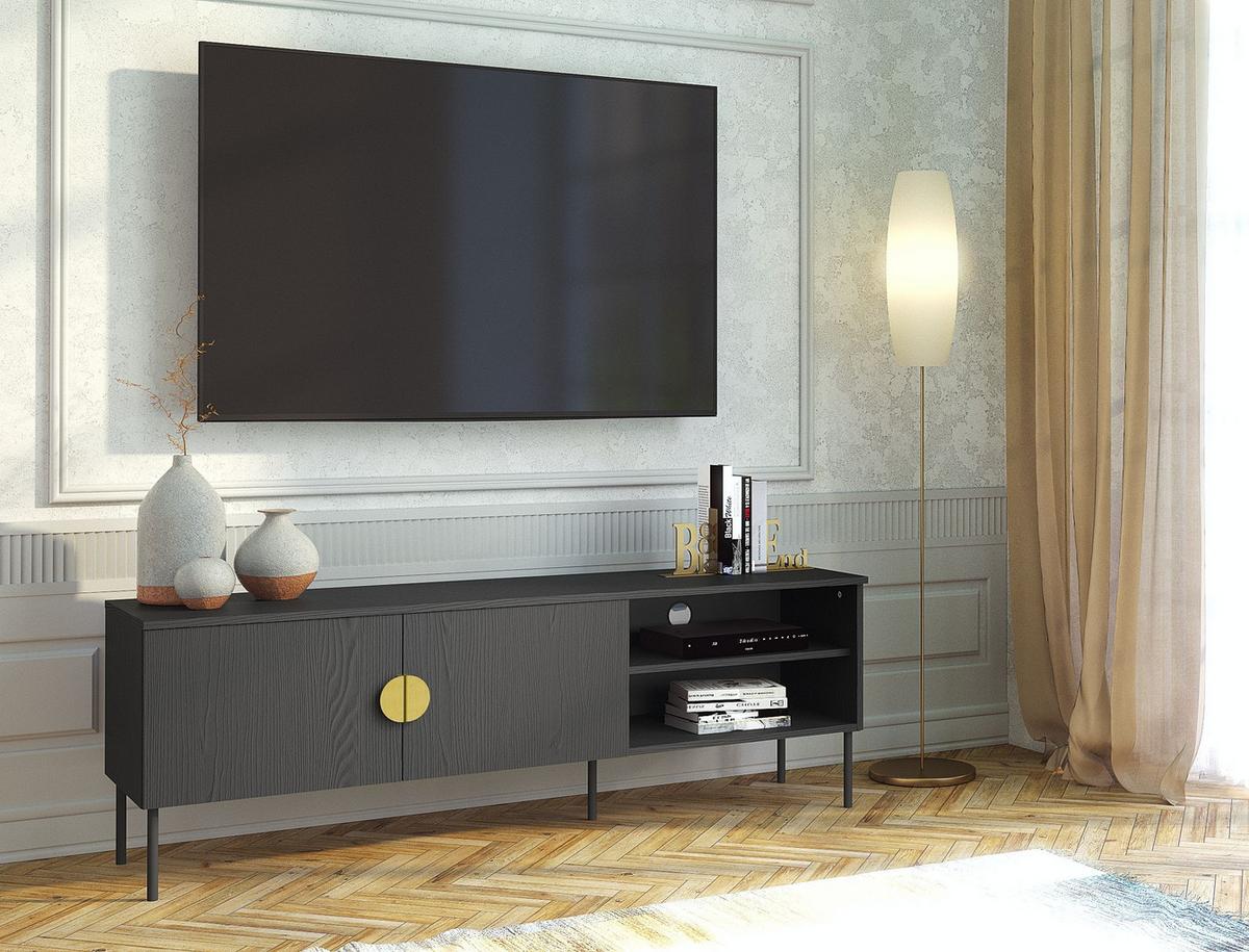 TV-SCHRÄNK Graphitschwarz 160/54/40 - Graphitfarben, Holzwerkstoff (160/54/40cm) - RAUMHIRSCH FURNITURE