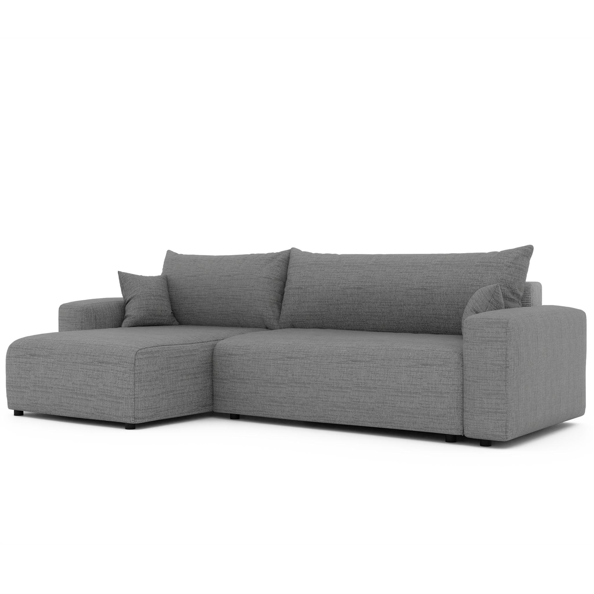 ECKSOFA Luna Max Mit Schlaffunktion - Grau, Holzwerkstoff/Textil (278/145cm) - Fun Möbel
