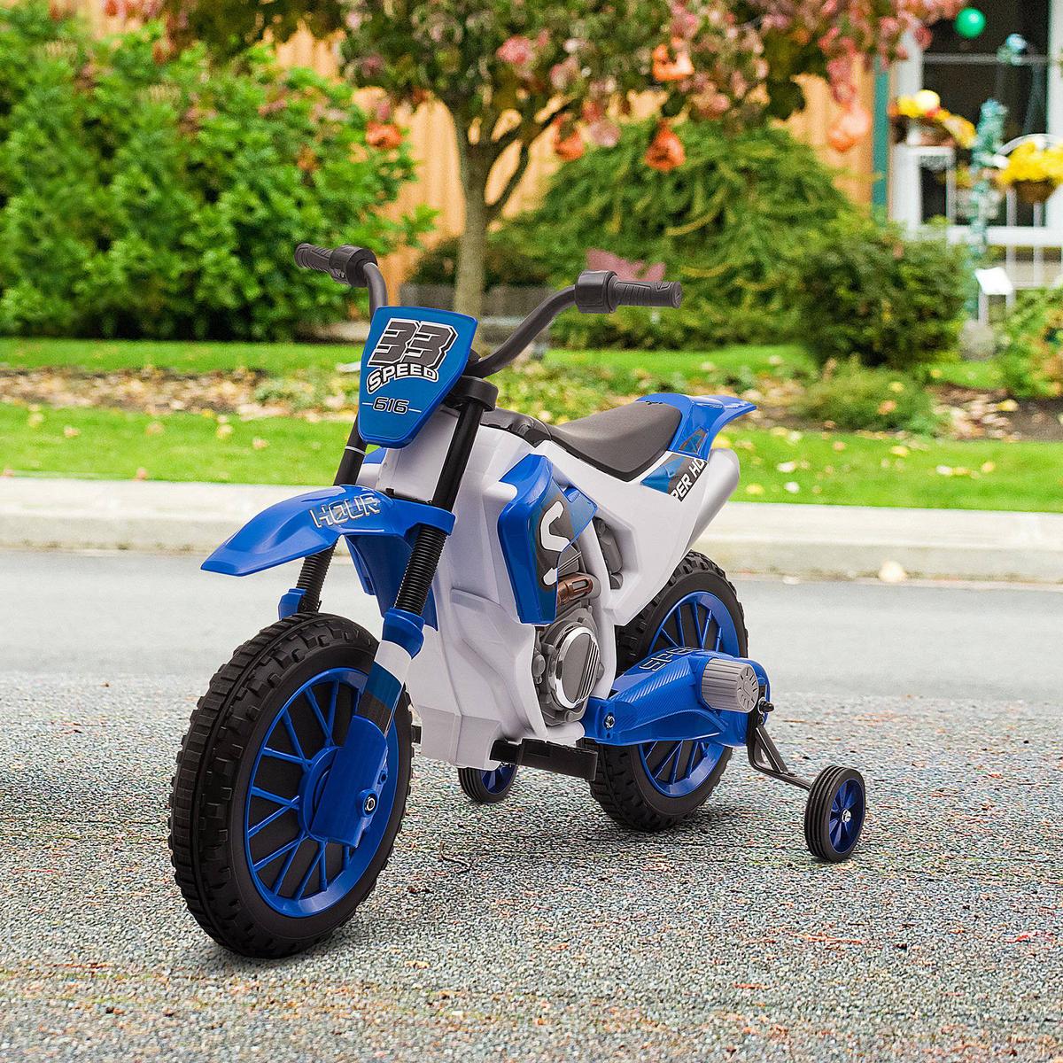 ELEKTROMOTORRAD Kindermotorrad Kinderfahrzeug Elektrofahrzeug Blau+Weiß - Blau, Kunststoff (106.5/51.5/68cm) - HOMCOM