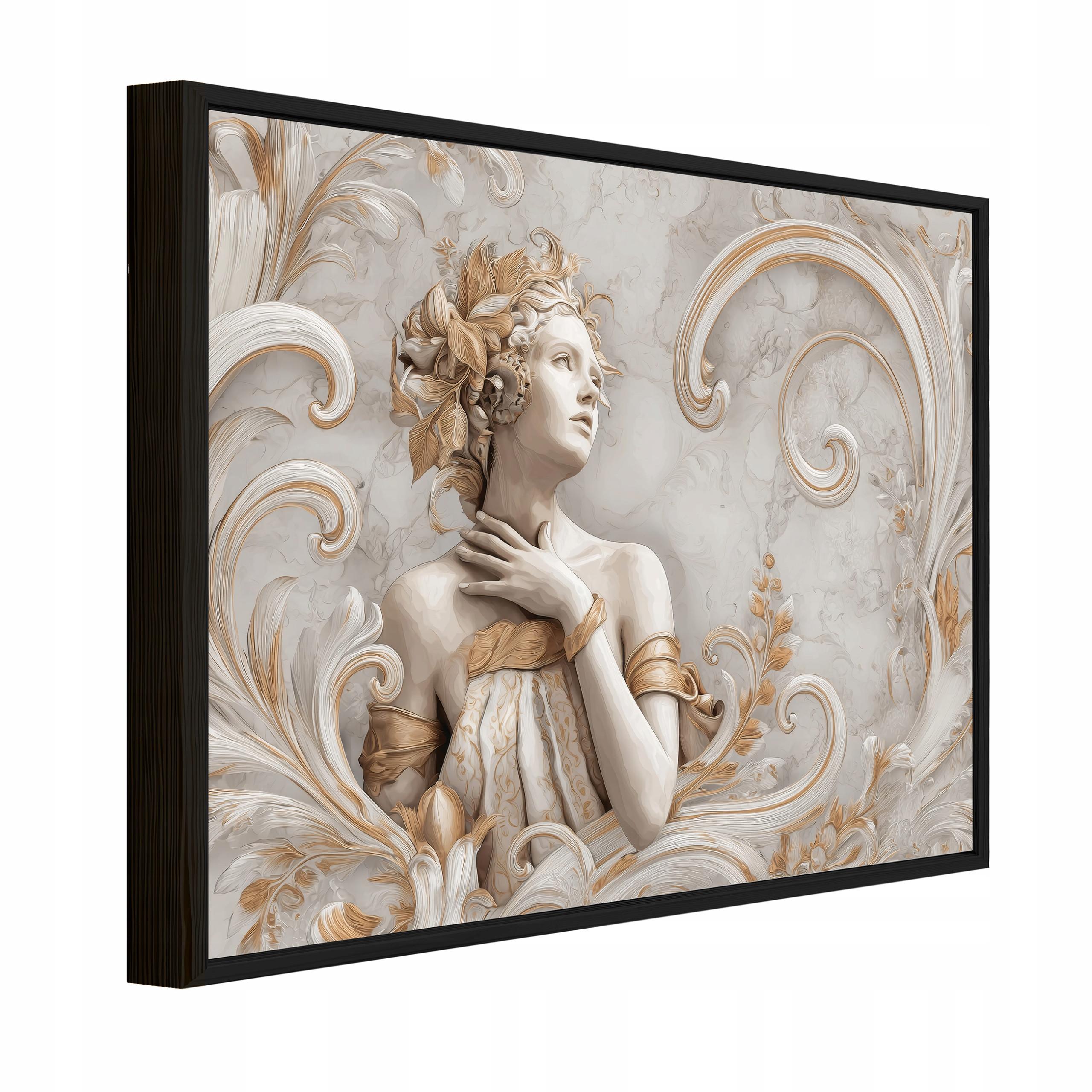 BILDER mit Rahmen Frau Marmor Beige 100x70 cm - Multicolor, Holzwerkstoff (100/70cm) - Wallarena