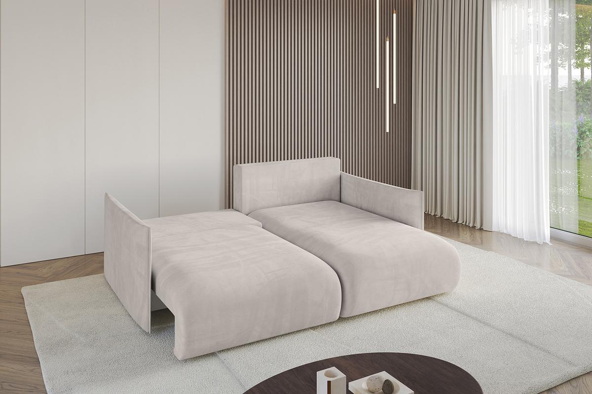 ECKSOFA Ottomane rechts ONESK-L 216x177x72 Hellbraun Velours - Hellbraun, Holzwerkstoff/Kunststoff (177/216cm) - ALTDECOR