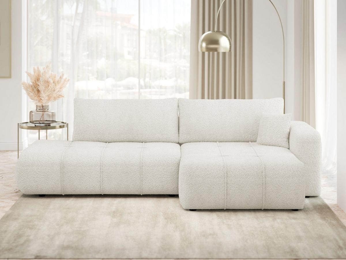 ECKSOFA Furyn O Boucle, Seite: Rechts - Creme/Schwarz, Holzwerkstoff/Kunststoff (262/145cm) - MIRJAN24