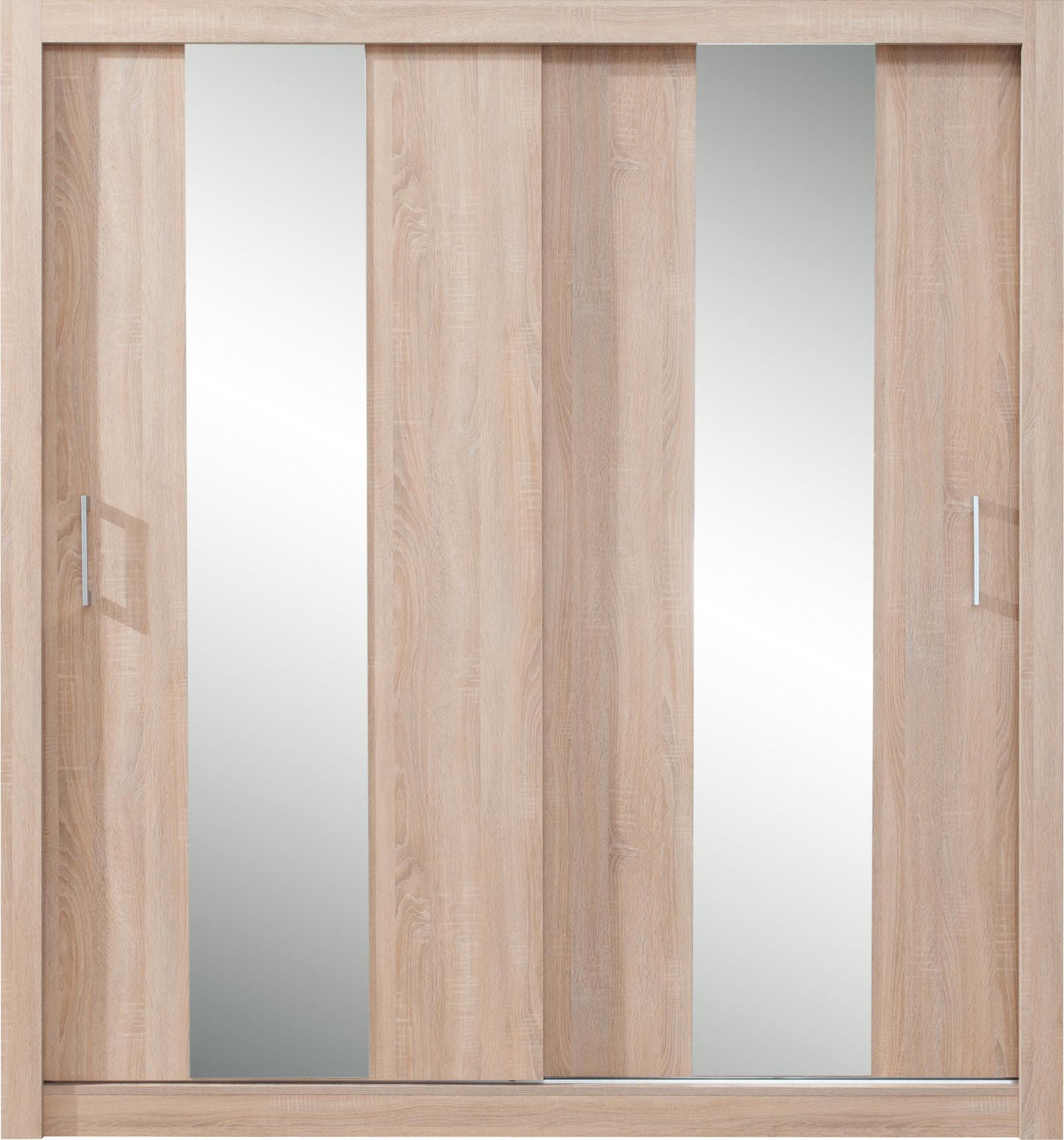 SCHWEBETÜRENSCHRANK MIRA 200/215/60cm 2-türig mit Spiegel Sonoma Eiche - Eichefarben/Sonoma Eiche, Holzwerkstoff (200/215/60cm) - MASSENO