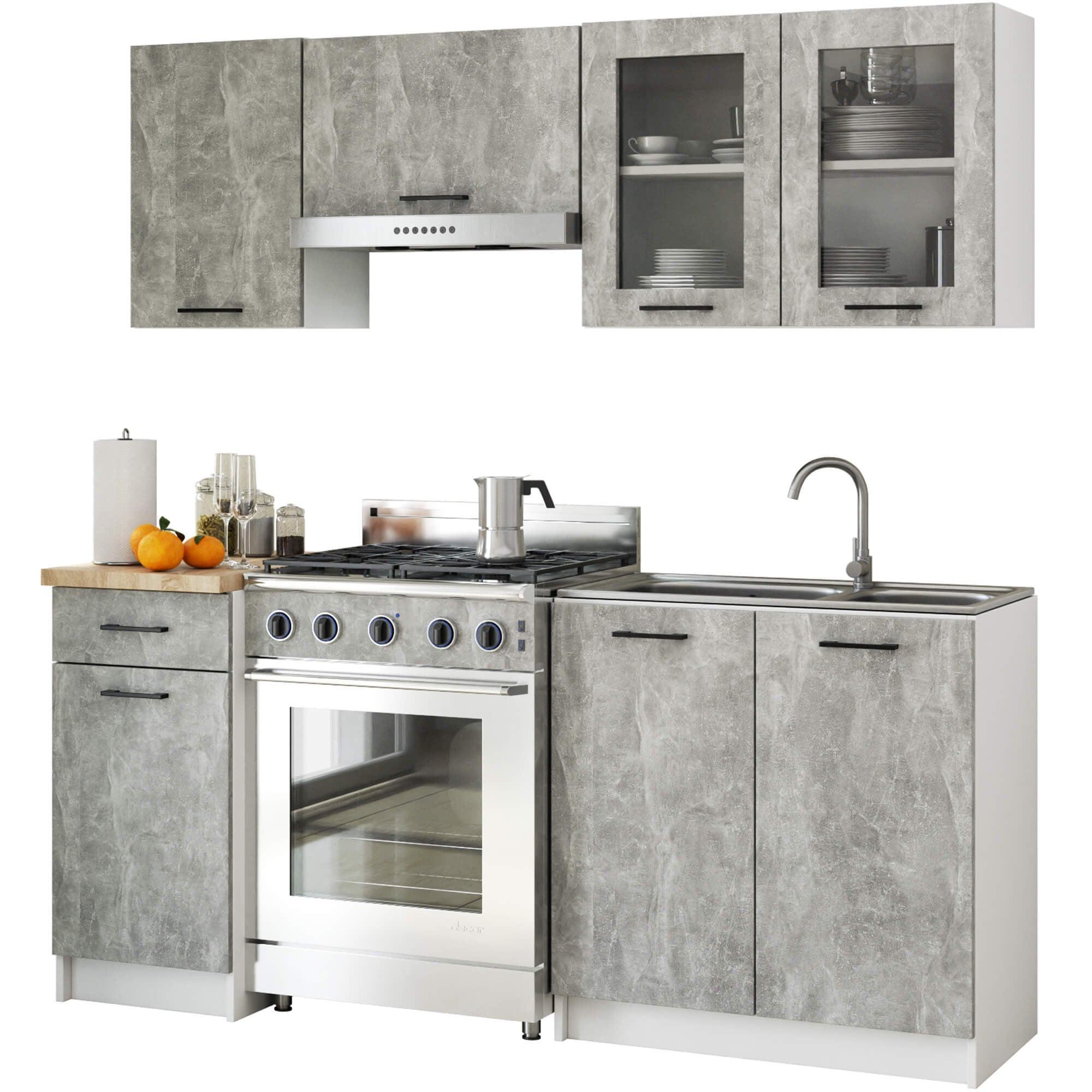 KÜCHENLEERBLOCK Beton 203/180/46 - Grau, Holzwerkstoff (180/203/46cm) - RAUMHIRSCH FURNITURE