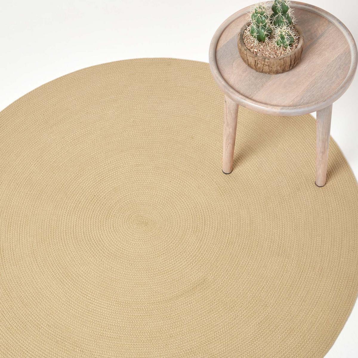TEPPICH geflochten rund 150 cm - Beige, Textil (150/150cm) - Homescapes