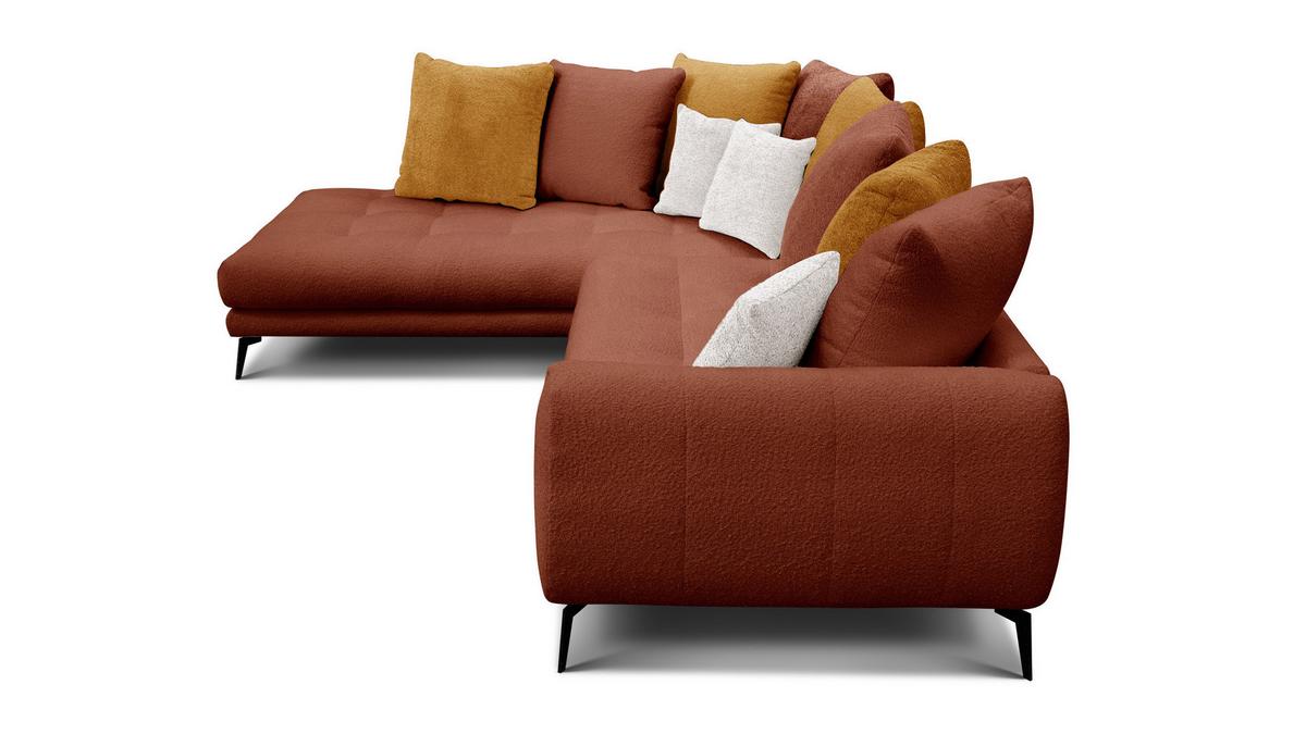 ECKSOFA CALME 5-Sitzer, dunkelorange und écru - Dunkelorange/Schwarz, Holz/Textil (294/229cm) - Wozimo