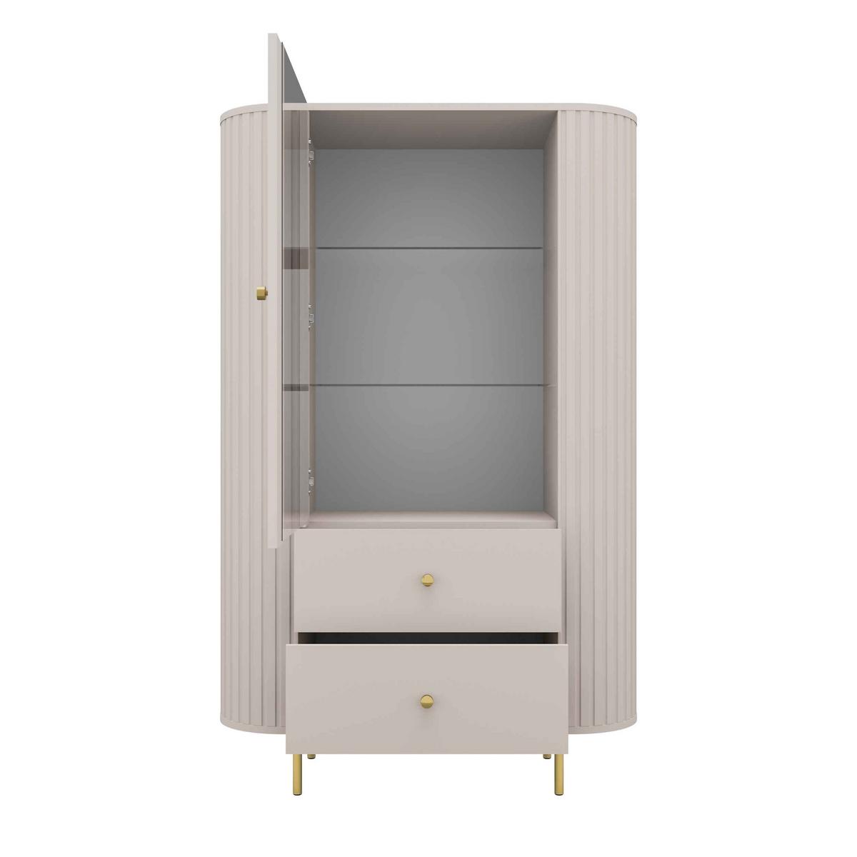 VITRINE BOLLA 155 / 97,4 cm in Beige - Beige, Holzwerkstoff (97.4/155/42.3cm) - MASSENO