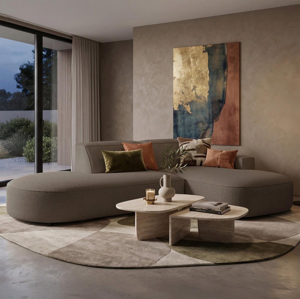 ECKSOFA Sallmo L-Form, 3-Sitzer, rechts 276 cm - Hellbraun/Schwarz, Kunststoff/Textil (276/166cm) - Selsey
