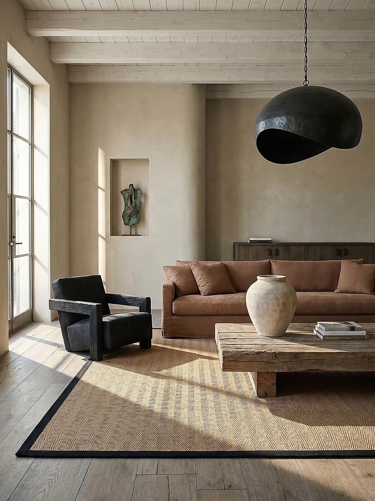 JUTETEPPICH TRENT, geometrisch, Braun-Schwarz, 200 x 290 cm - Schwarz/Naturfarben, Textil (200/290cm) - KADIMA DESIGN