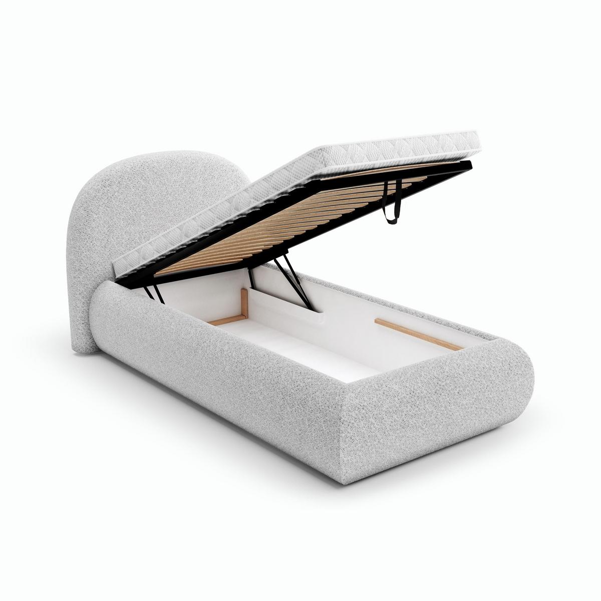 POLSTERBETT Motti 90x200, Einzelbett mit Bettkasten und Schaumstoffmatratze 10 cm, Hellgrau - Hellgrau, Holzwerkstoff (90/200cm) - Beautysofa