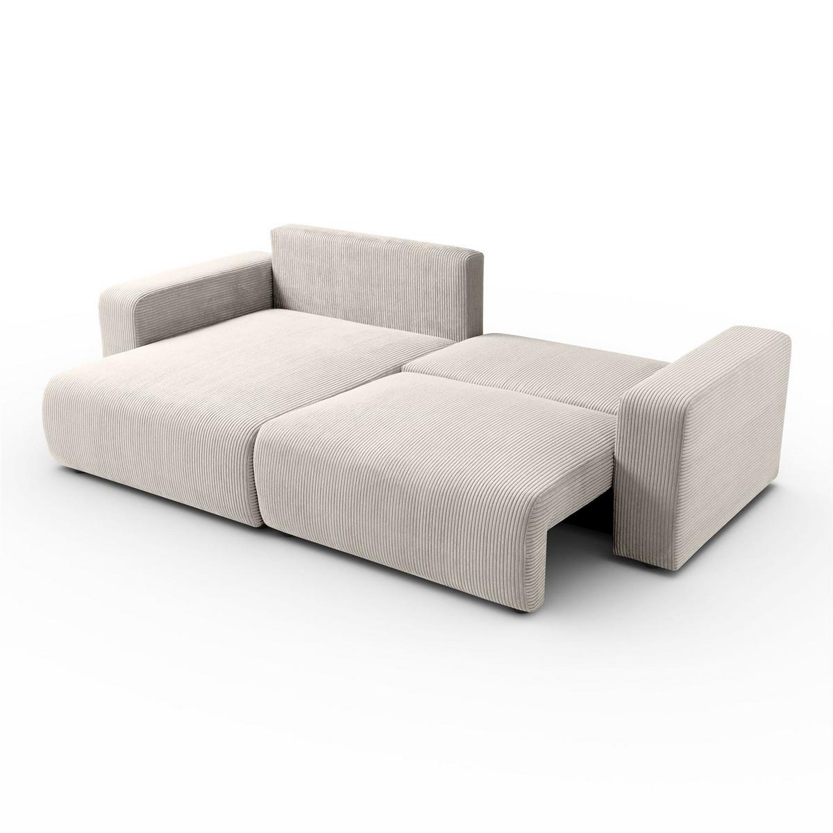 ECKSOFA OPERA L-Form mit Schlaffunktion und Bettkasten, Poso 100 - Ecru, Textil (247/143cm) - Lookway