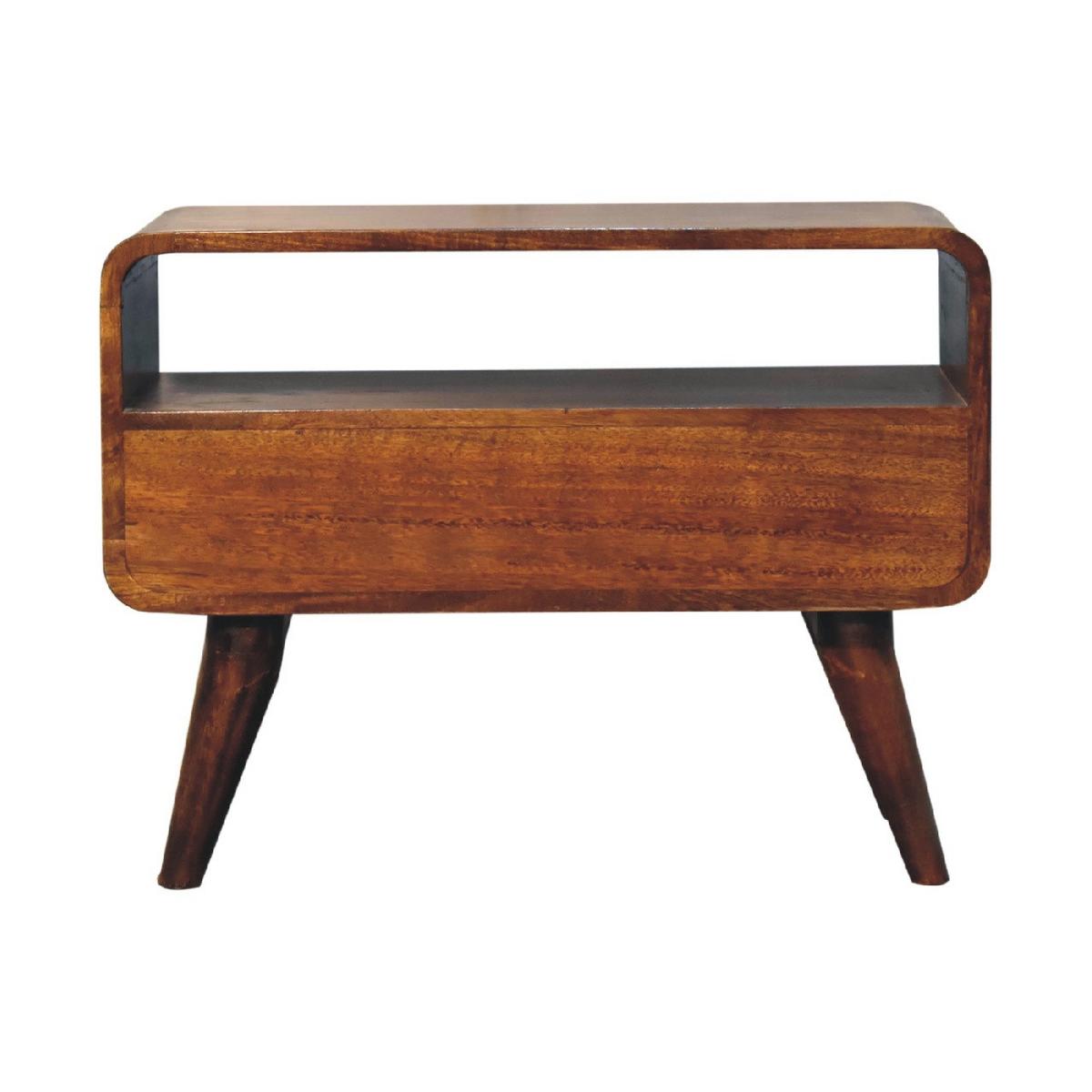 MEDIENUNIT Mini mit gebogener Form, Braun - Messingfarben/Braun, Mangoholz/Holz (60/45/30cm) - Artisan Furniture