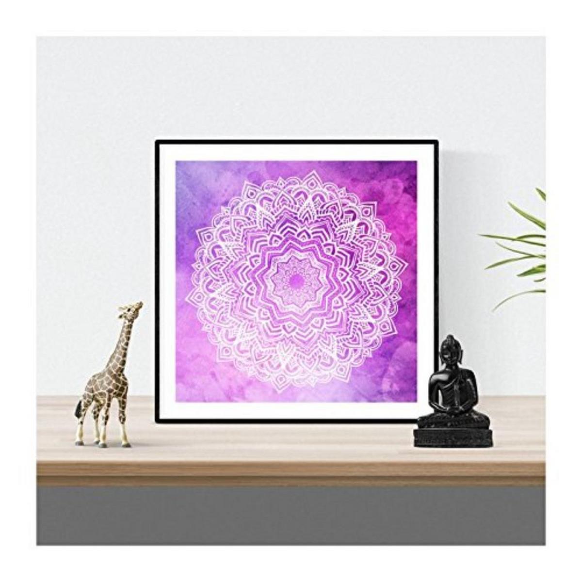 POSTER Set mit 4 Mandalas Jugend 20x20cm Schwarzer Rahmen - Schwarz, Papier (20/3cm) - Nacnic