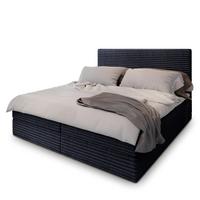 BOXBETT PISA 200x200 cm mit Matratze und Topper, H2+H3 - Schwarz - Schwarz, Holz (200/200cm) - MASSENO