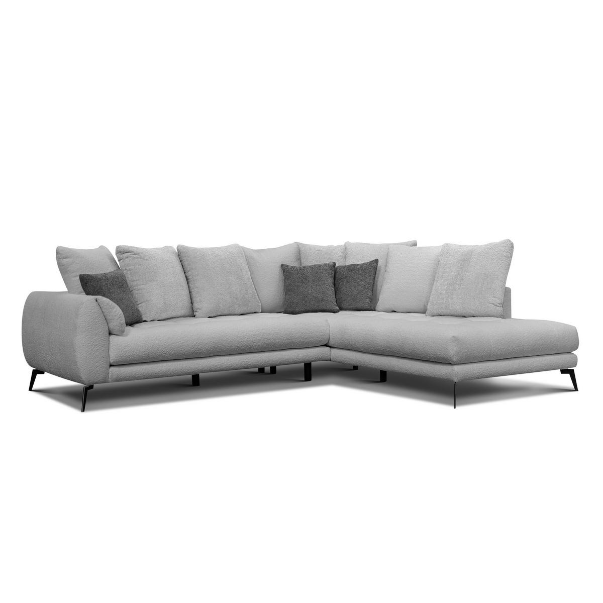 ECKSOFA CALME 5-Sitzer, hellgrau - Hellgrau/Schwarz, Holz/Textil (294/229cm) - Wozimo