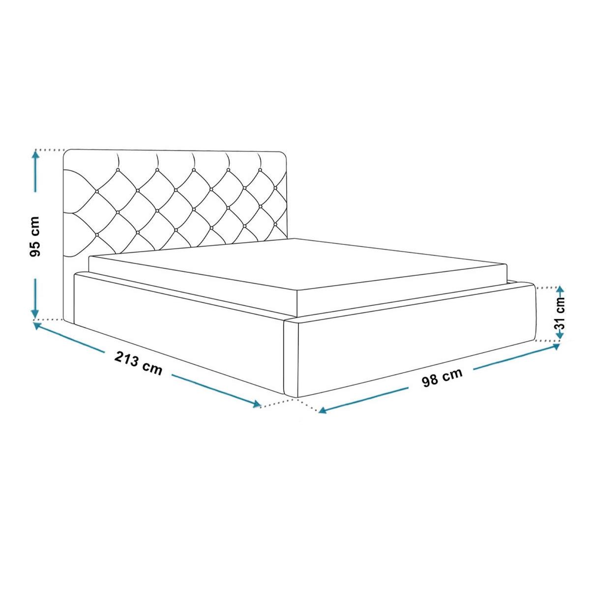 BETT 90x200 - Polsterbett mit Bettkasten und Metallrahmen - Elegant Betten - Glatter Kronos-Stoff - Kollektion Boston, Blau - Blau, Holz/Textil (90/200cm) - Alpi-Möbel