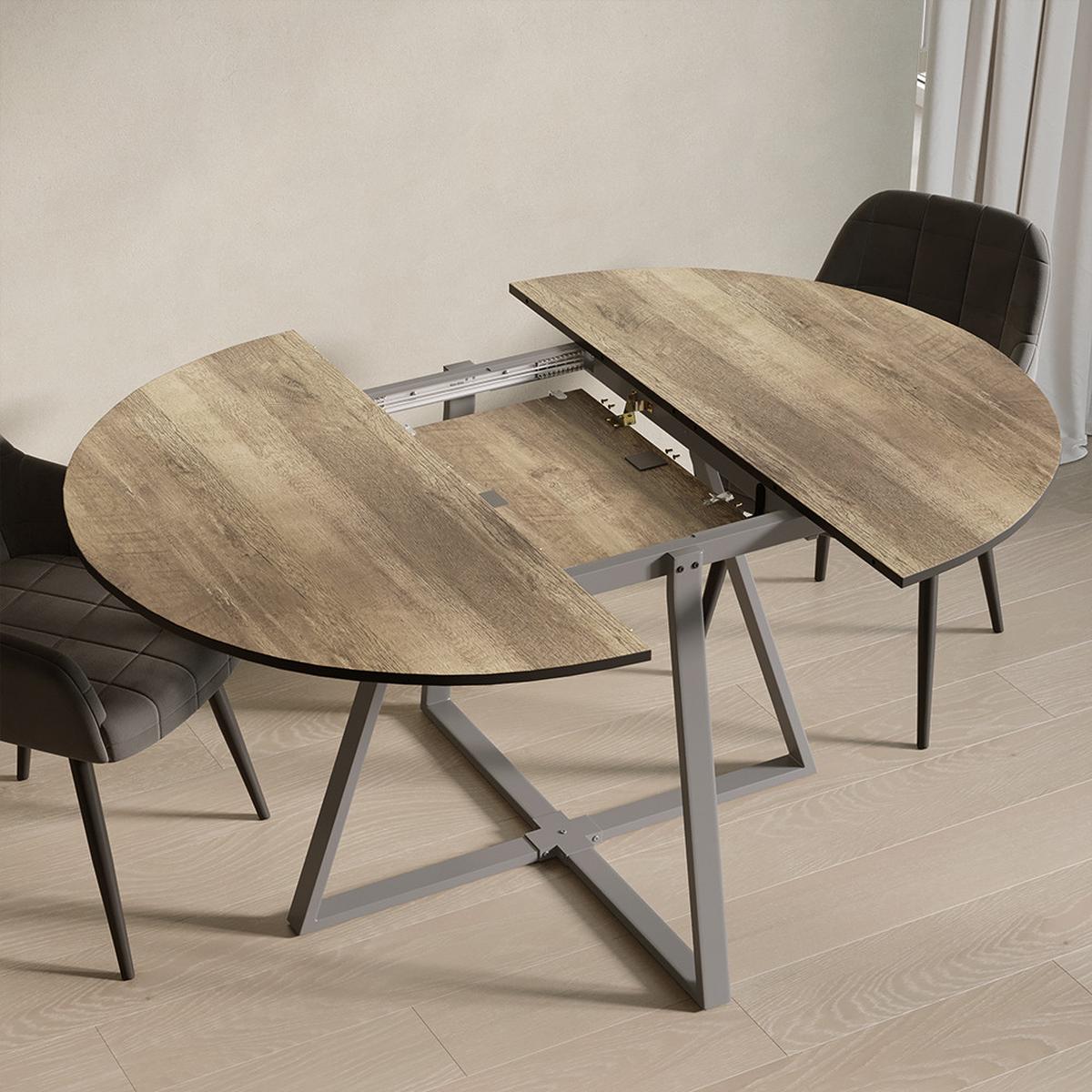 ESSTISCH Firenze Eiche rustikal/Grau 120 x 120 cm ausziehbar - Wildeiche/Grau, Holzwerkstoff (120/120/75.8cm) - Livinity®