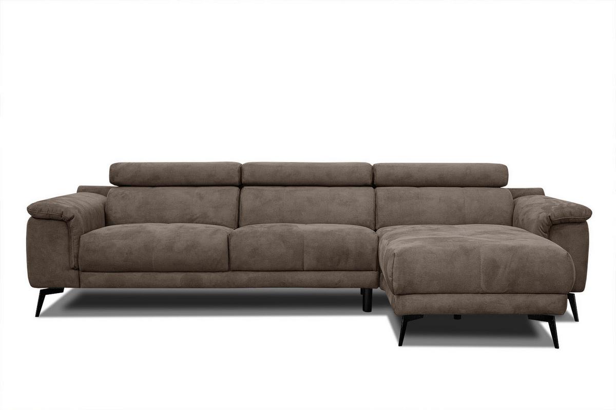 ECKSOFA FIERO 4-Sitzer, dunkelbraun - Dunkelbraun/Schwarz, Holzwerkstoff/Textil (288/170cm) - Wozimo