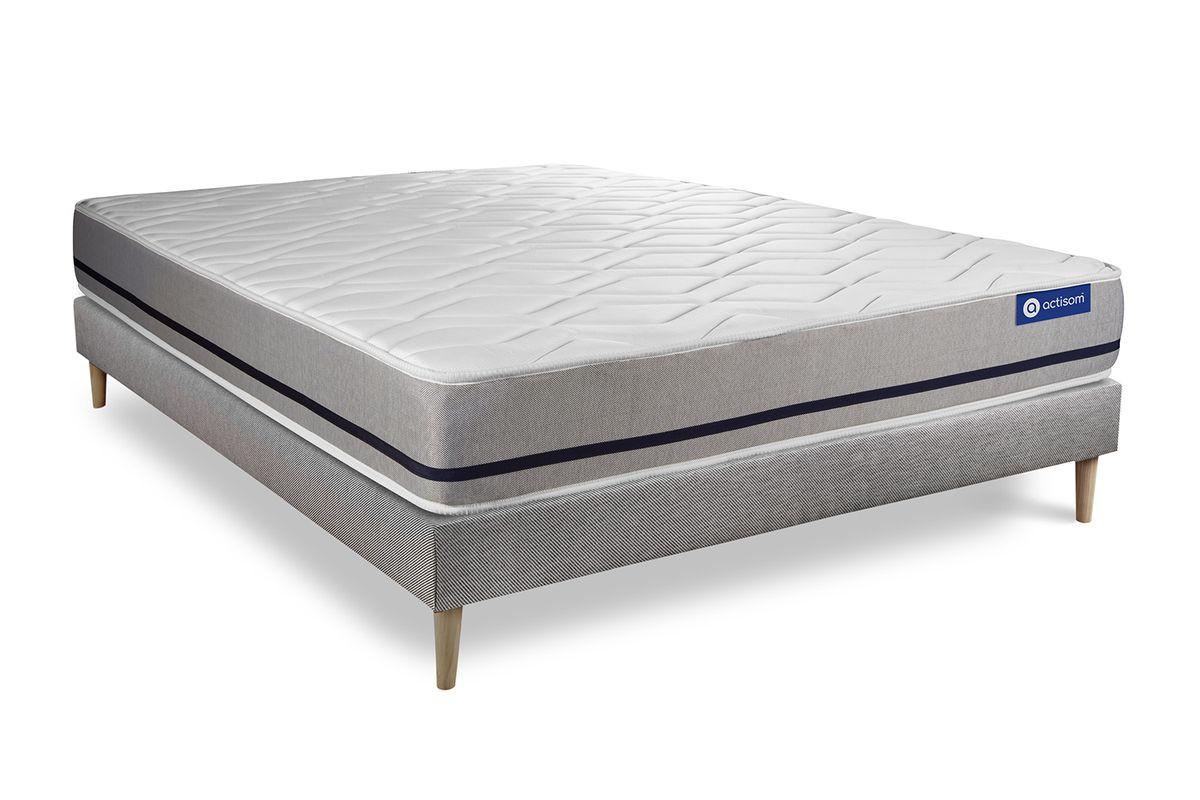BETT Actilatex soft Latex und Memory-Schaum 160 x 200 cm h2 - Kit Bettgestell Grau - Beige/Grau, Karton/Holz (160/200cm) - ACTISOM