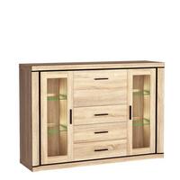 KOMMODE MALAGA 157/111/45cm mit 3 Schubladen 3 Türen Sonoma Eiche - Sonoma Eiche, Holzwerkstoff (157/111/45cm) - MASSENO