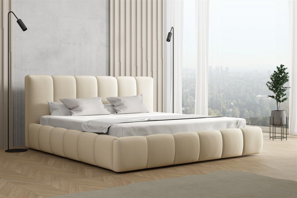 POLSTERBETT Giulia Magic Velvet - Creme, Holzwerkstoff/Textil (200/200cm) - Fun Möbel