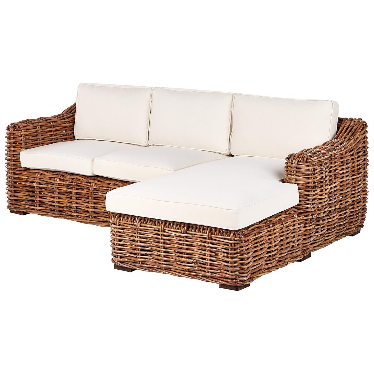 GARTEN-ECKSOFA 3-Sitzer Beige Briatico - Beige/Naturfarben, Naturmaterialien (230/85/150cm) - Beliani