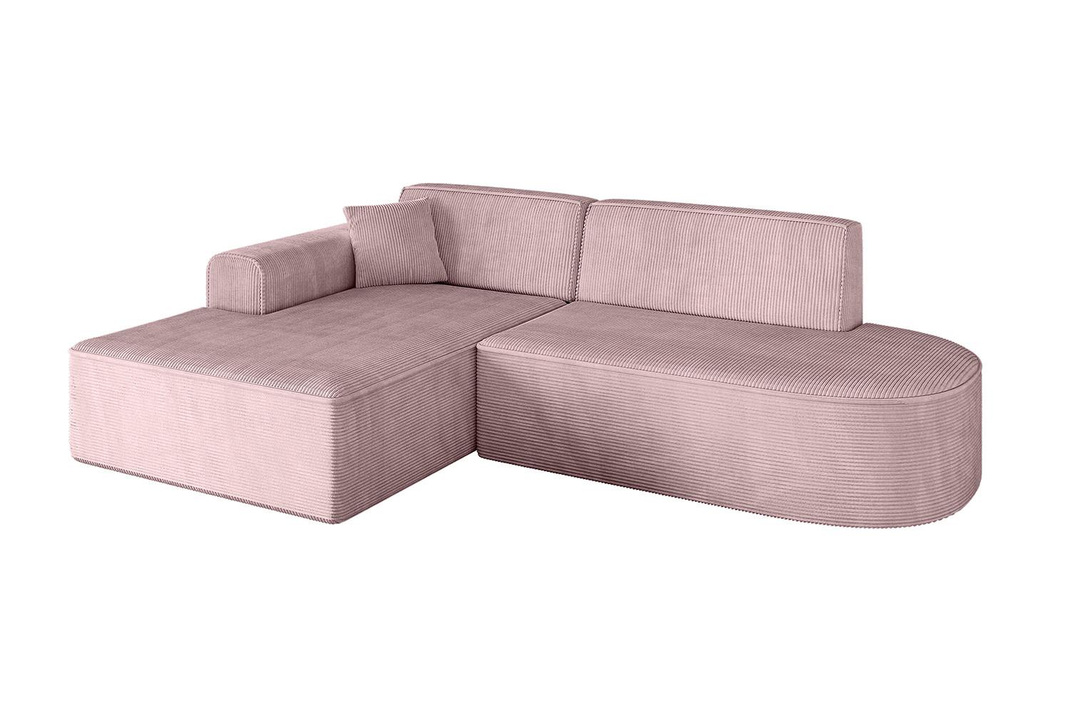 ECKSOFA Ottomane Links IREA-L1-v3 - 232x165x77 cm Rosa - Rosa, Holzwerkstoff/Textil (232/165cm) - ALTDECOR