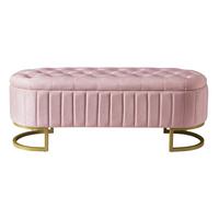 SITZBANK aus Samt Luxuriöse Polsterbank mit Stauraum & Gold-Gestell - Pink, Textil (120/43/39.9cm) - Urban Meuble