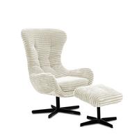 SESSEL MONACO 1-Sitzer, Cordstoff ecru - Ecru/Schwarz, Holz/Textil (74/116/84cm) - Courtois Laville