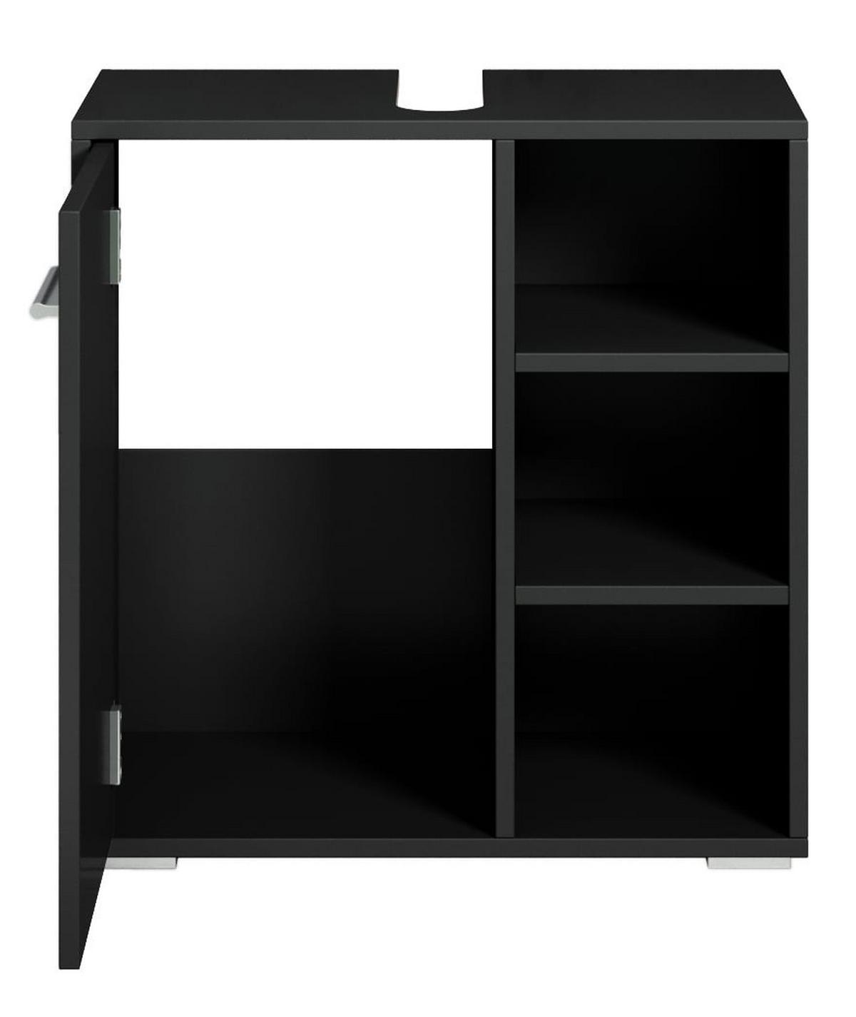 WASCHBECKENUNTERSCHRANK Neptunus 1 Tür Schwarz - 60 x 30 x 60 cm - Schwarz, Holz (60/60/30cm) - Badplaats