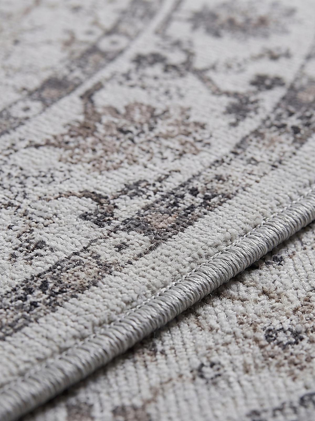 TEPPICH Kurzflor, waschbar, mit floralen Ornamenten, VERNANTE in Creme, Ø 120 cm - Beige, Textil (120/120cm) - KADIMA DESIGN