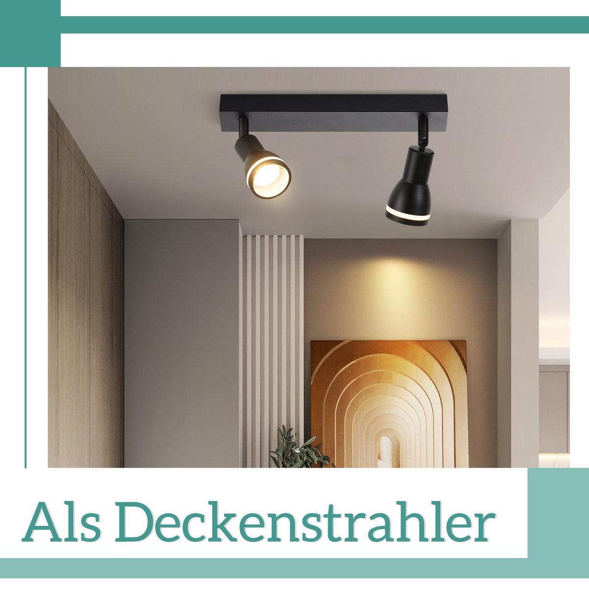 DECKENSTRAHLER Homburg 2-flammig 30/5/15.7 cm - Schwarz, Metall (30/5/15.7cm) - Nettlife