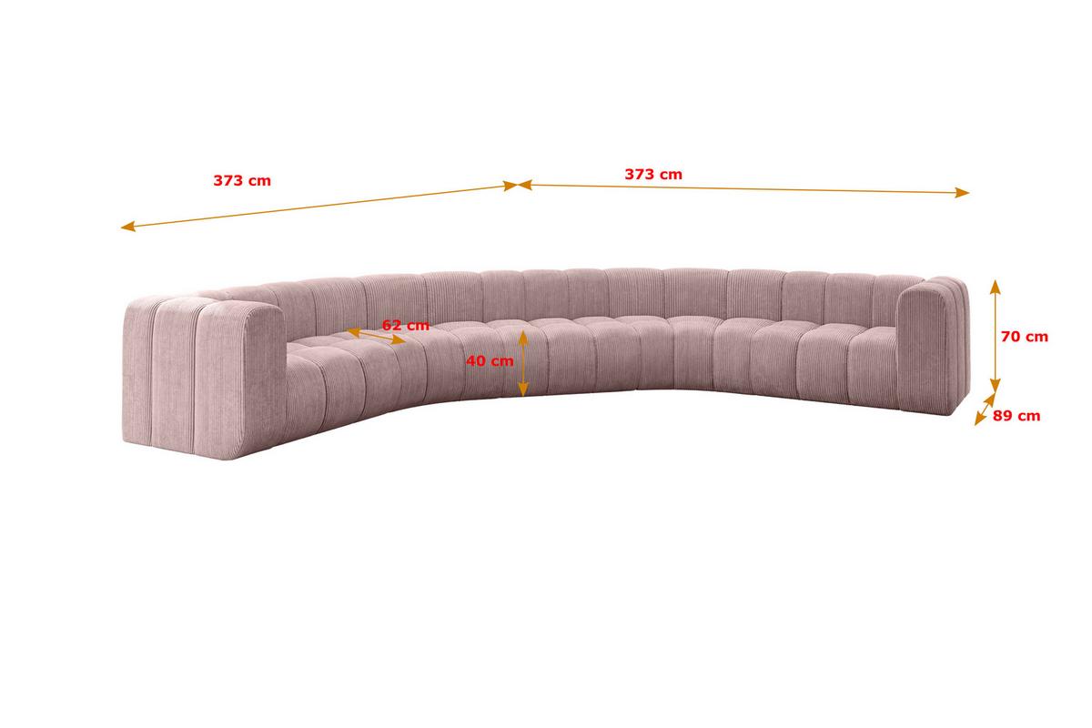 WOHNLANDSCHAFT modulares Sofa Lazro-U1 - 373x373x70 cm Rosa - Rosa, Holzwerkstoff/Textil (373/70/373cm) - ALTDECOR