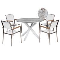 GARTENMÖBEL-SET 4-Sitzer Weiß Maletto/Grosseto - Silberfarben/Weiß, Metall - Beliani