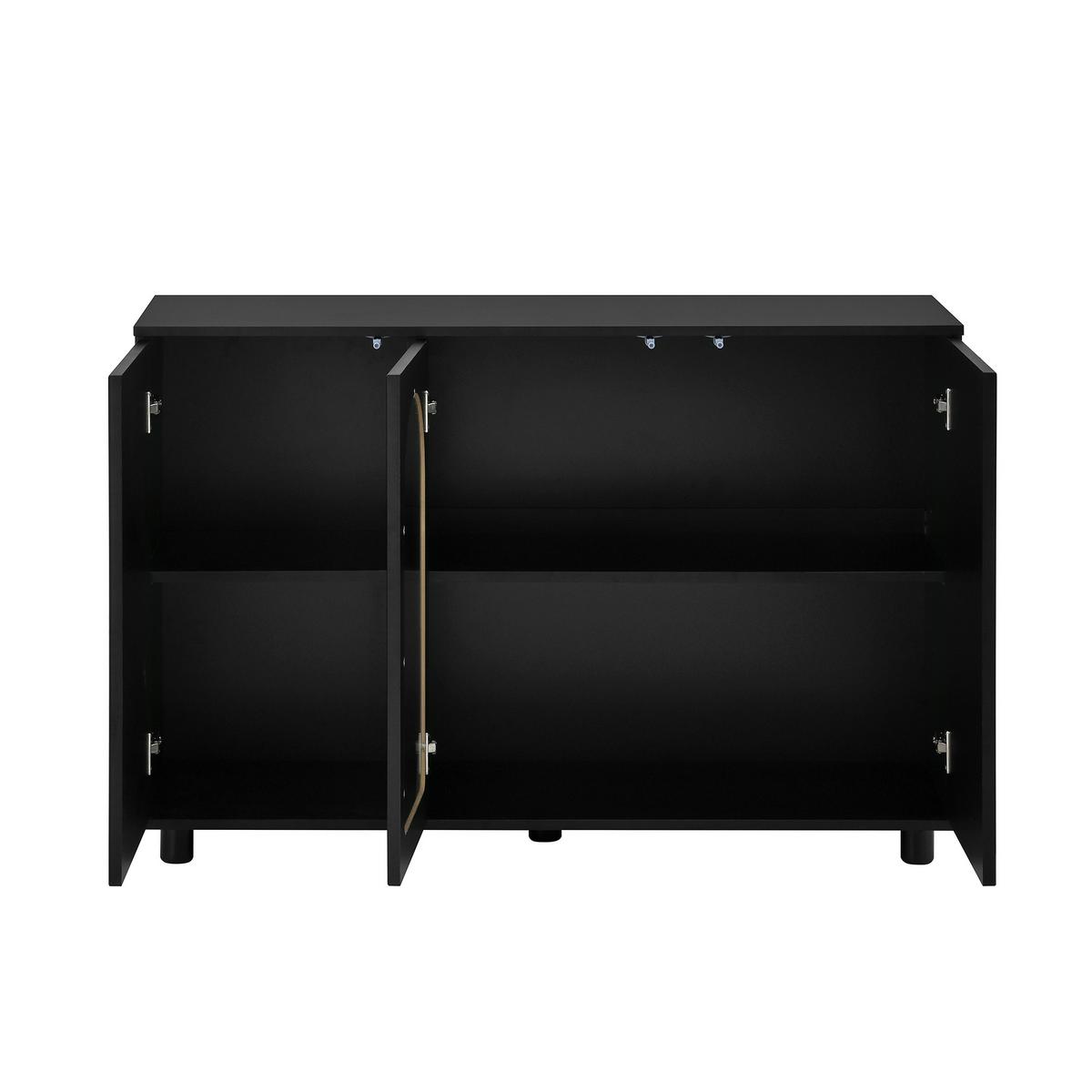 SIDEBOARD 120 cm Schwarz MDF mit Glastür, Push-to-Open und verstellbaren Regalen - Schwarz, Holzwerkstoff (120/78.5/40cm) - Urban Meuble
