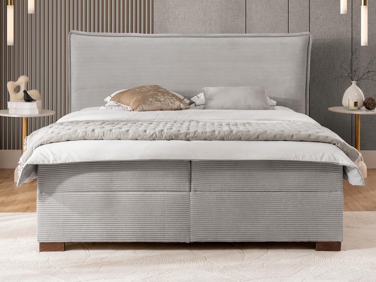 BOXBETT Lovetti II, Cord, H3 - Dunkelbraun/Hellgrau, Holz/Kunststoff (200/200cm) - S-Style Möbel
