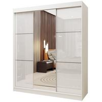 SCHWEBETÜRENSCHRANK VITALE 180/216/61 cm 3-türig mit Spiegel Weiß - Weiß, Holzwerkstoff (180/216/61cm) - MASSENO