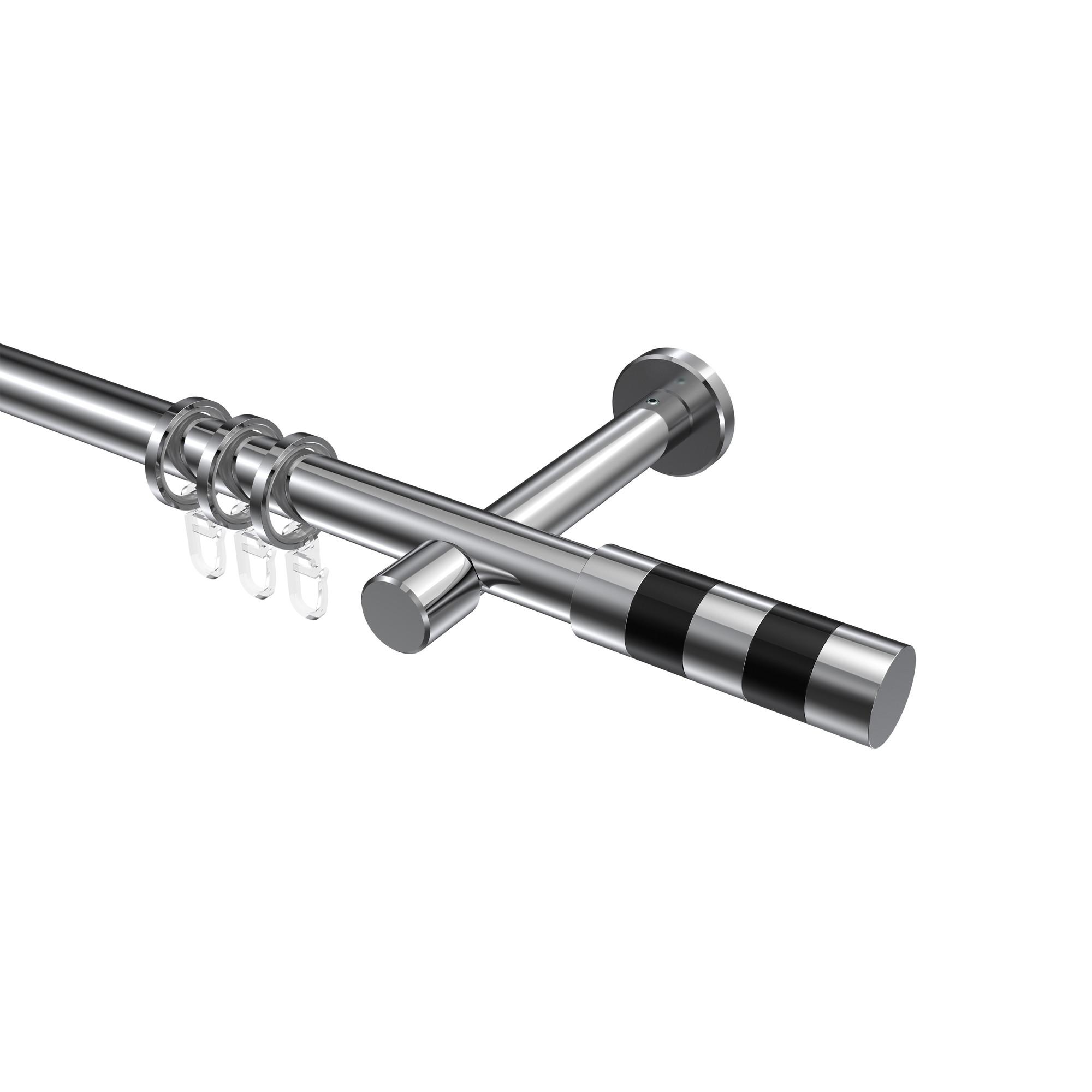 GARDINENSTANGE Prestige Mavell 140 cm, 1-läufig, 20 mm Ø Chrom - Chromfarben/Schwarz, Metall (140cm) - INTERDECO