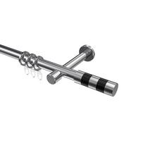 GARDINENSTANGE Prestige Mavell 140 cm, 1-läufig, 20 mm Ø Chrom - Chromfarben/Schwarz, Metall (140cm) - INTERDECO