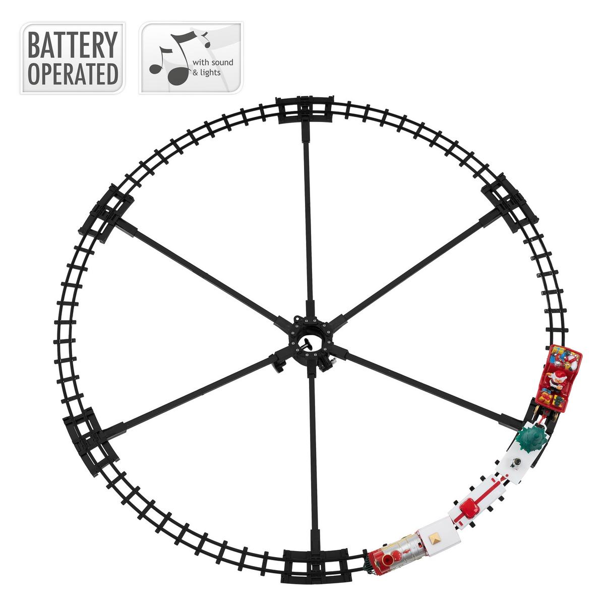 WEIHNACHTSZUG Set mit Licht & Sound Ø87,5 cm Weihnachtsdeko batteriebetrieben - Multicolor, Kunststoff (87.5/24/87.5cm) - ECD-Germany
