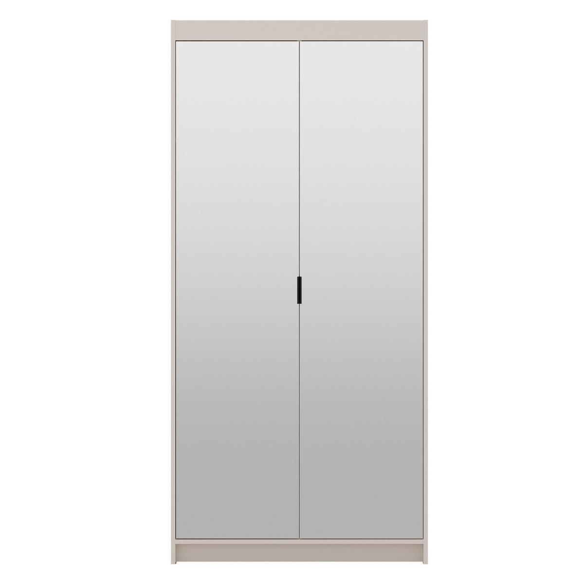 DREHTÜRENSCHRANK Elena mit 2 Türen und 2 Spiegel, 90 cm, Sandbeige - Sandfarben, Holzwerkstoff (90/190/53cm) - Beautysofa