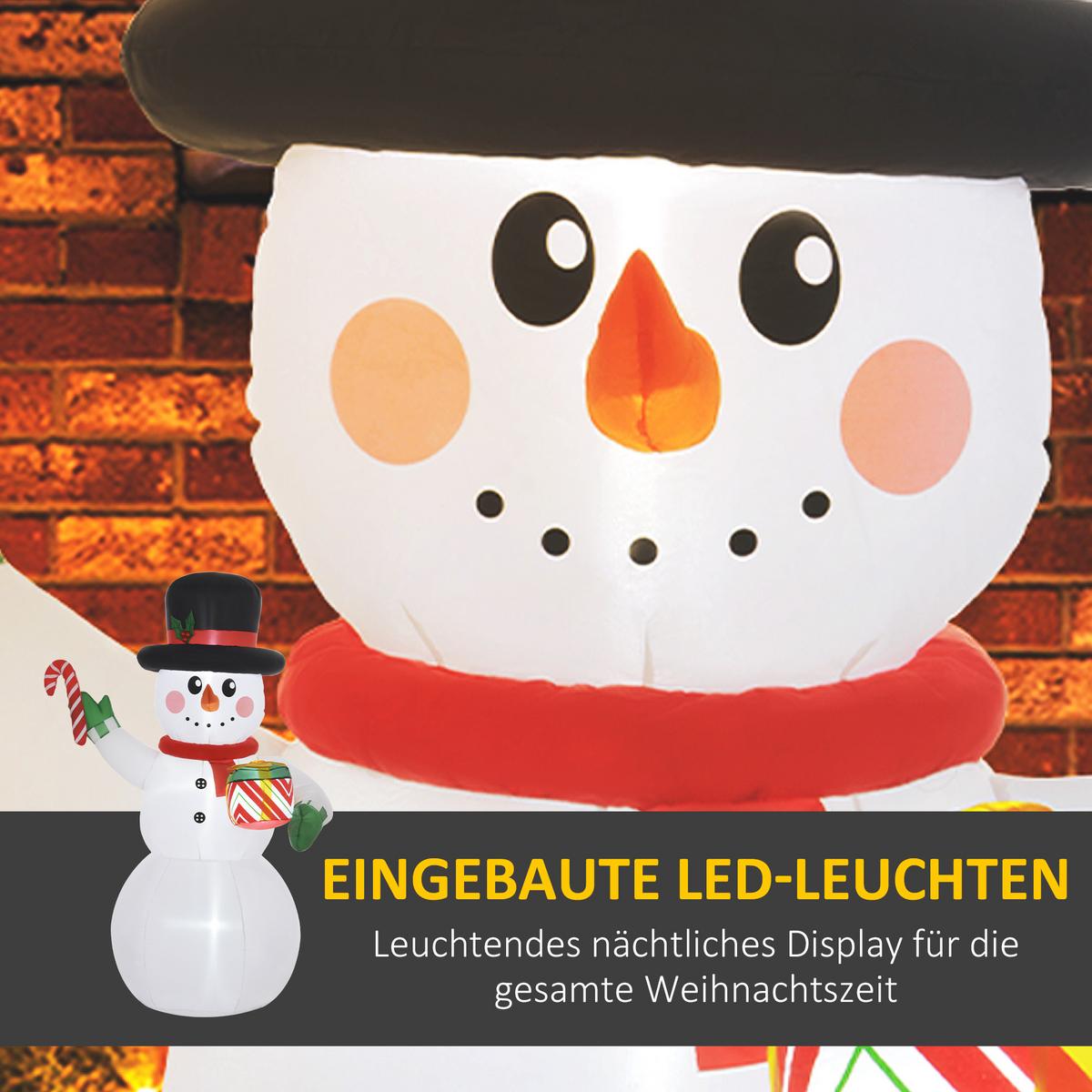 AUFBLASBAR Weihnachtsdeko 1,8 m Schneemann mit LED-Beleuchtung Gartendeko - Weiß, Kunststoff (80/180/120cm) - Outsunny