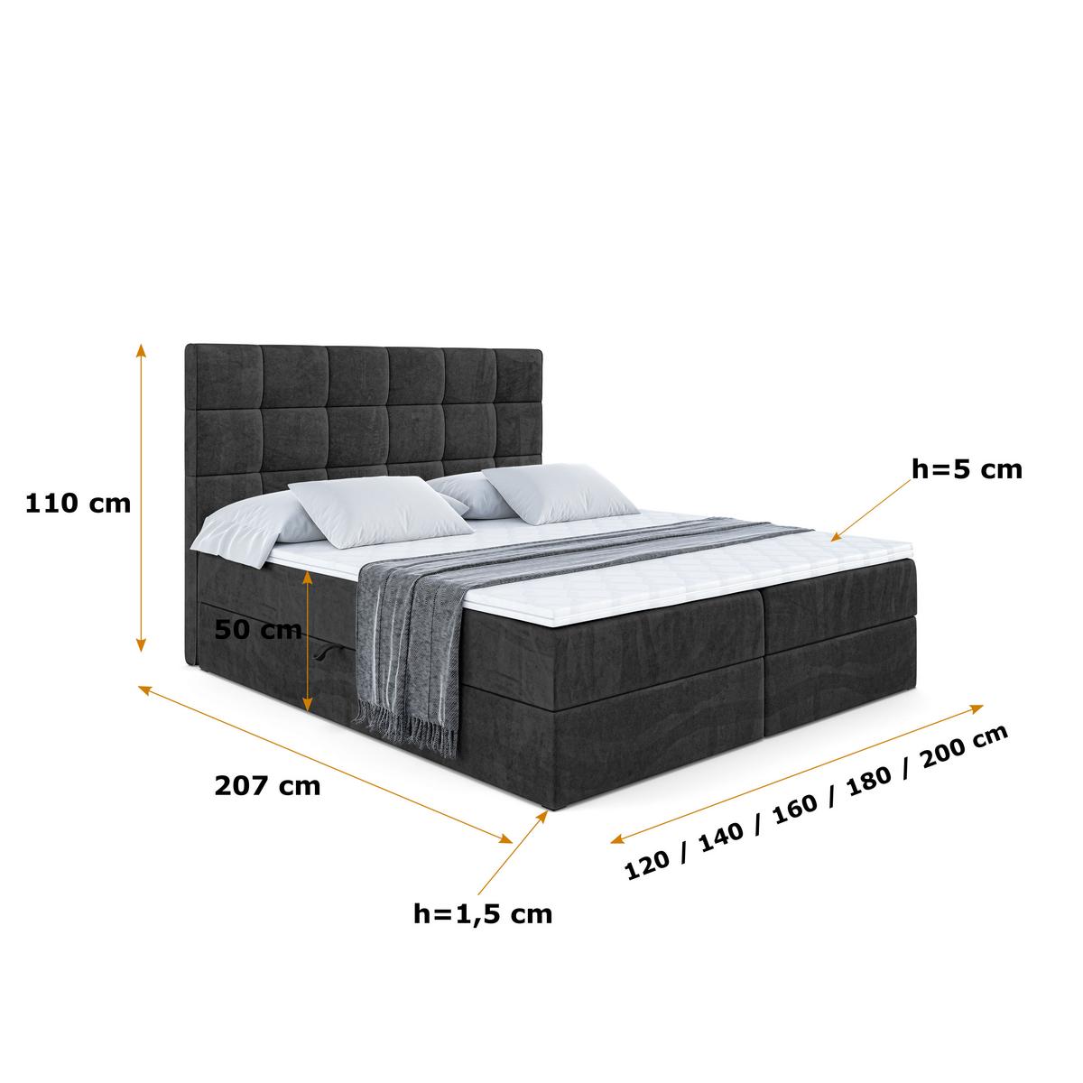BOXBETT mit H4-Matratze und Lattenrost - APO - 160x200 Schwarz - Schwarz, Holzwerkstoff (160/200cm) - ALTDECOR