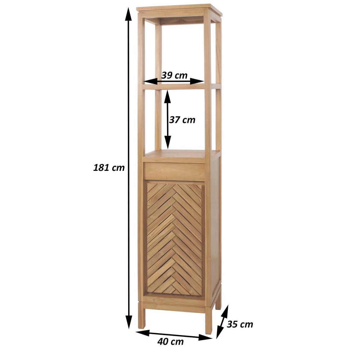 TEAK-HOCHSCHRANK Braun - Braun, Holz (40/181/35cm) - MCW