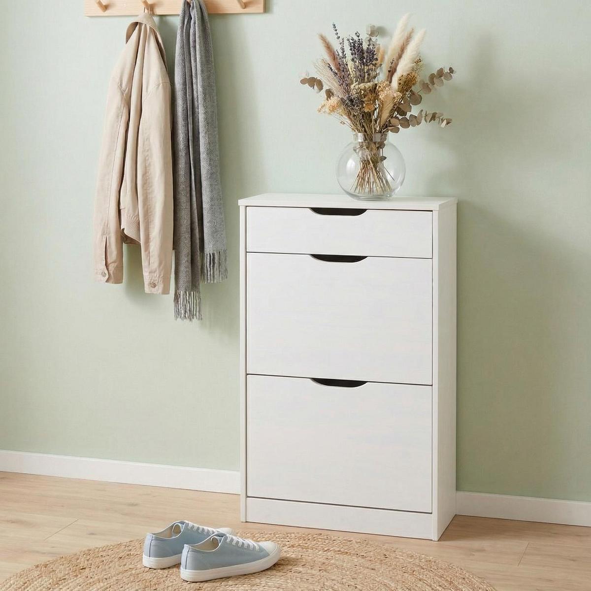 SCHUHSCHRANK BASIL weiß - Weiß, Holz (58/93/25cm) - IDIMEX