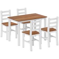 ESSGRUPPENSET, Esstisch, 4 Stühle, Esszimmerset, Kiefernholz, Braun+Weiß - Braun/Weiß, Holz (65/75/108cm) - HOMCOM