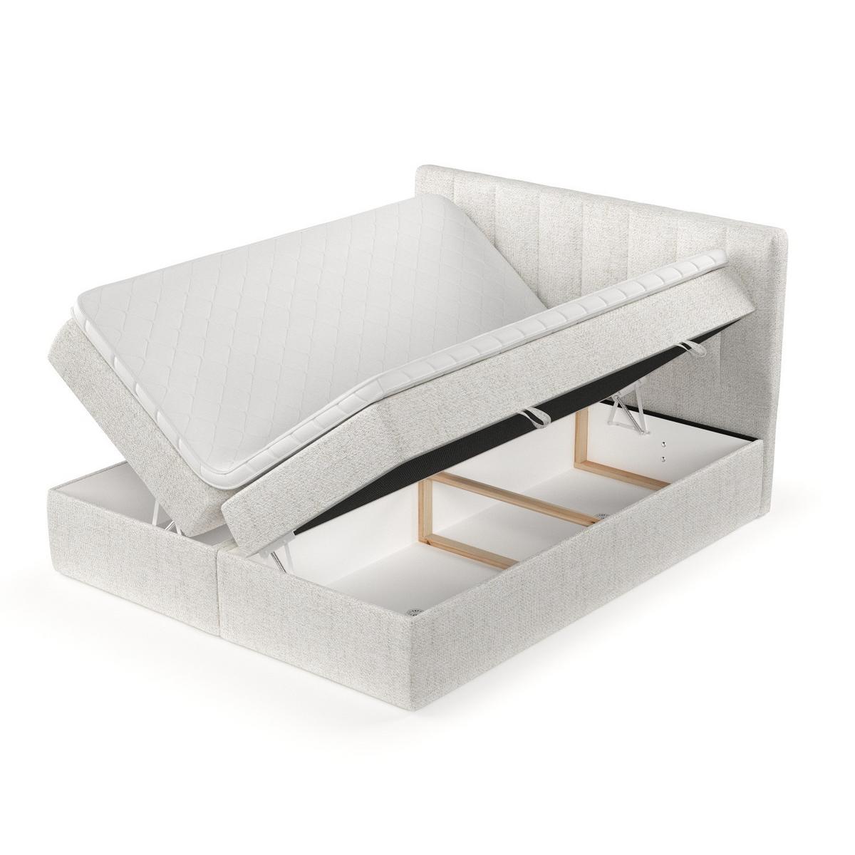 BOXBETT Bari 140/200 cm Creme im Neve Stoff - Creme, Holz/Holzwerkstoff (140/200cm) - AltaBeds