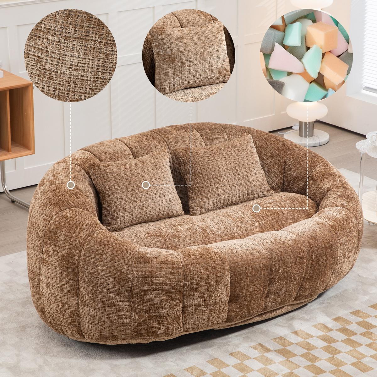 BEAN BAG SOFA – Komfortabler Lazy Lounger mit hochdichtem Memory - Braun, Textil (150/63/95cm) - Urban Meuble